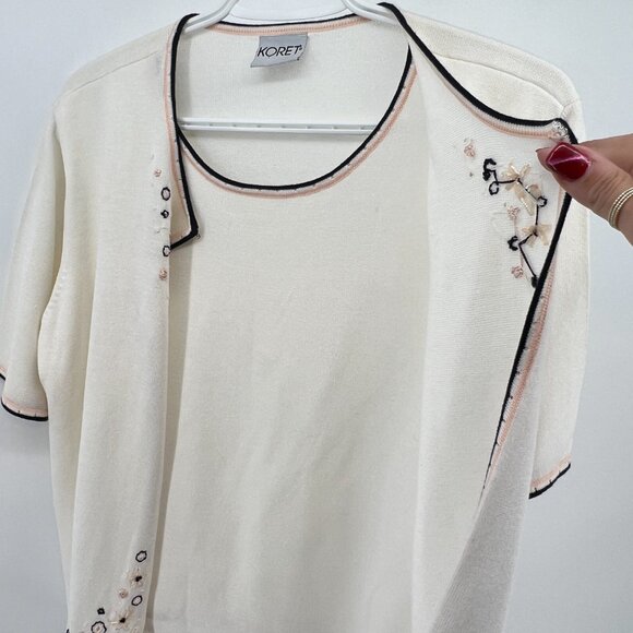 🌺KORET Size M Faux Cami Top with short sleeve Cardigan with Embroidered Detail - Picture 5 of 10